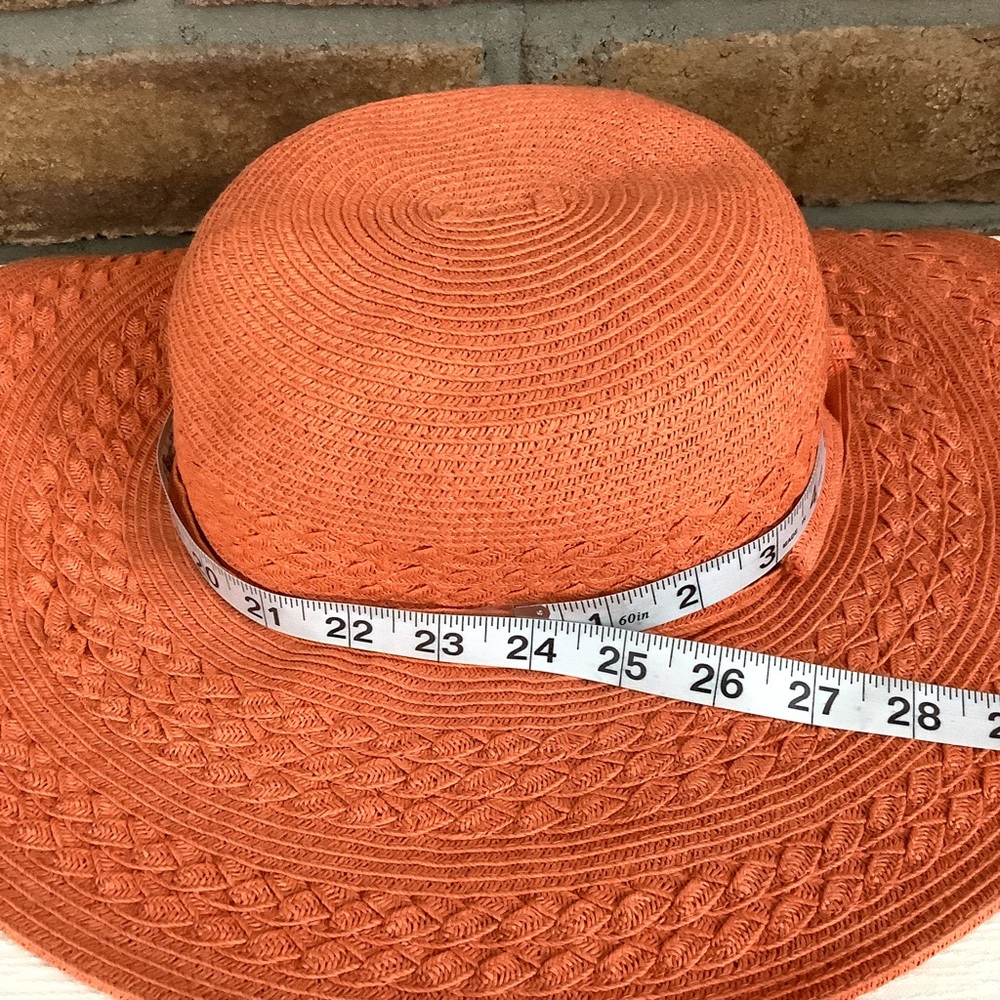 BIJOUX TERNER Floppy Orange Straw Sun Hat - Picture 4 of 9
